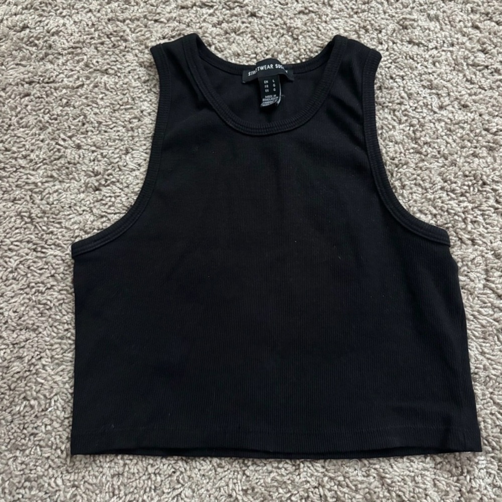 Streetwear Society Black Ribbed Crop Top